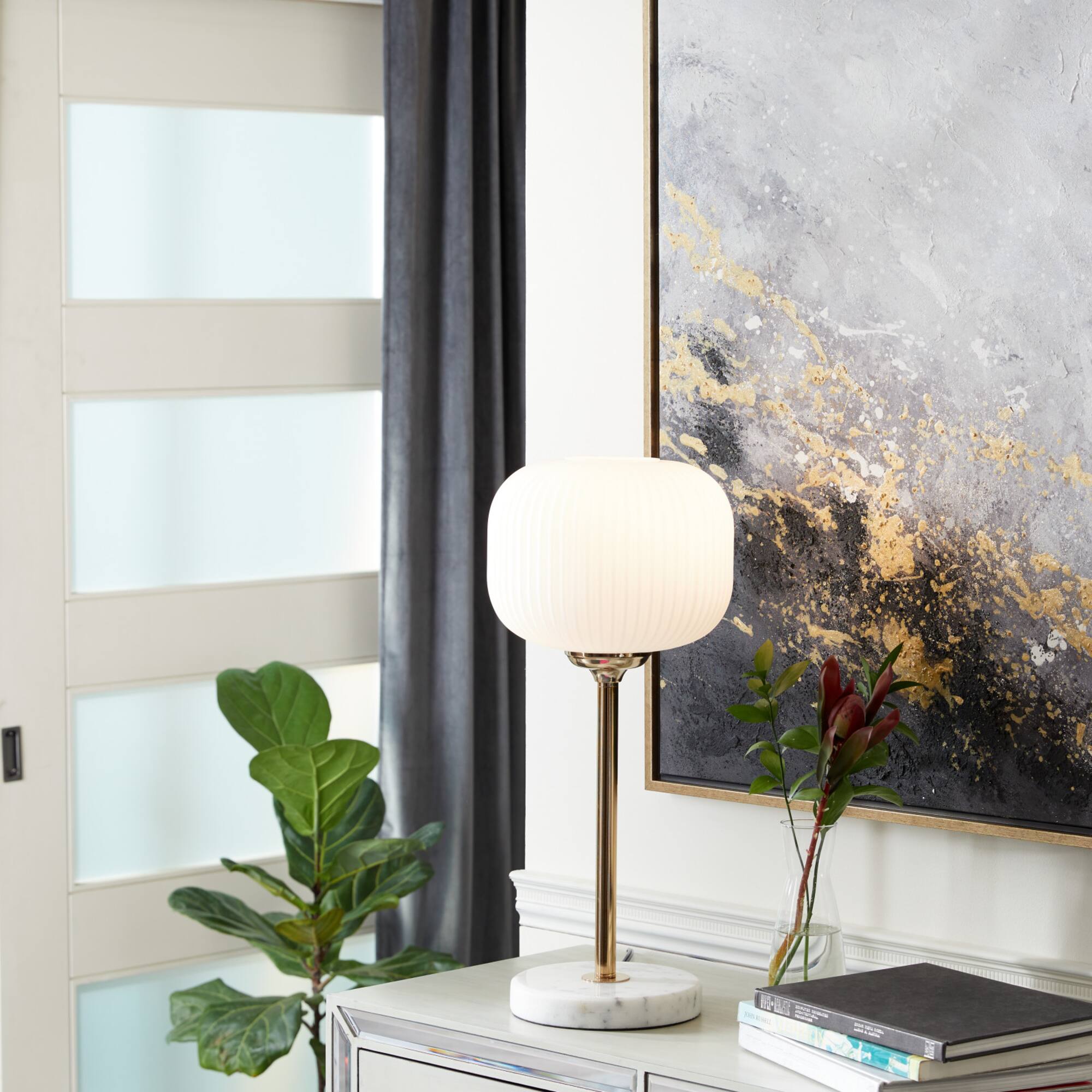 CosmoLiving by Cosmopolitan 23" White Metal Modern Table Lamp